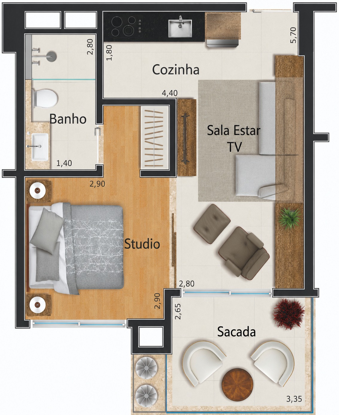 Mapa da casa — Apartamento Kanoah 1 quarto