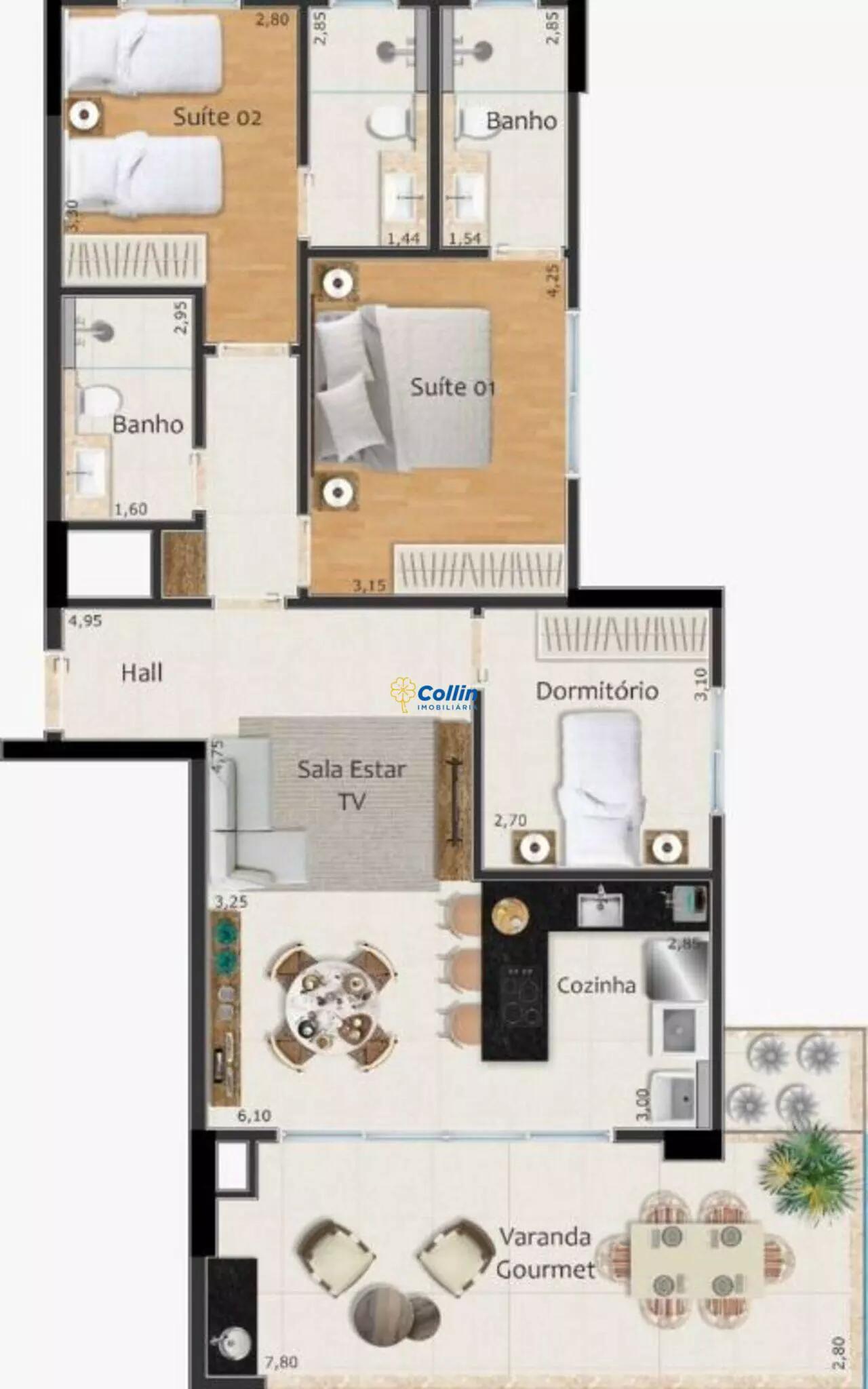 Mapa da casa — Apartamento Kanoah 3 quartos